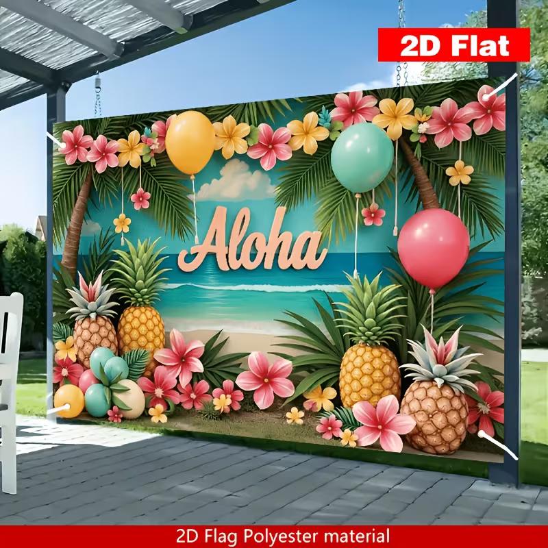 2D Красочные Тропические Цветы и Воздушные Шары Фотофон