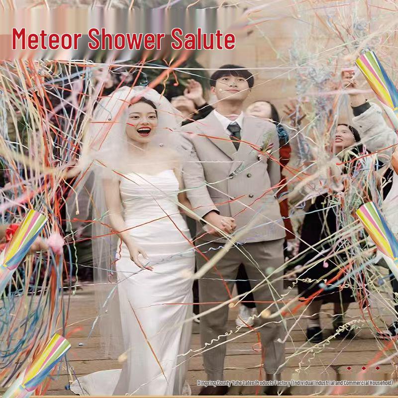 Meteor Shower Silver Ribbon Handheld Wedding Confetti Cannon