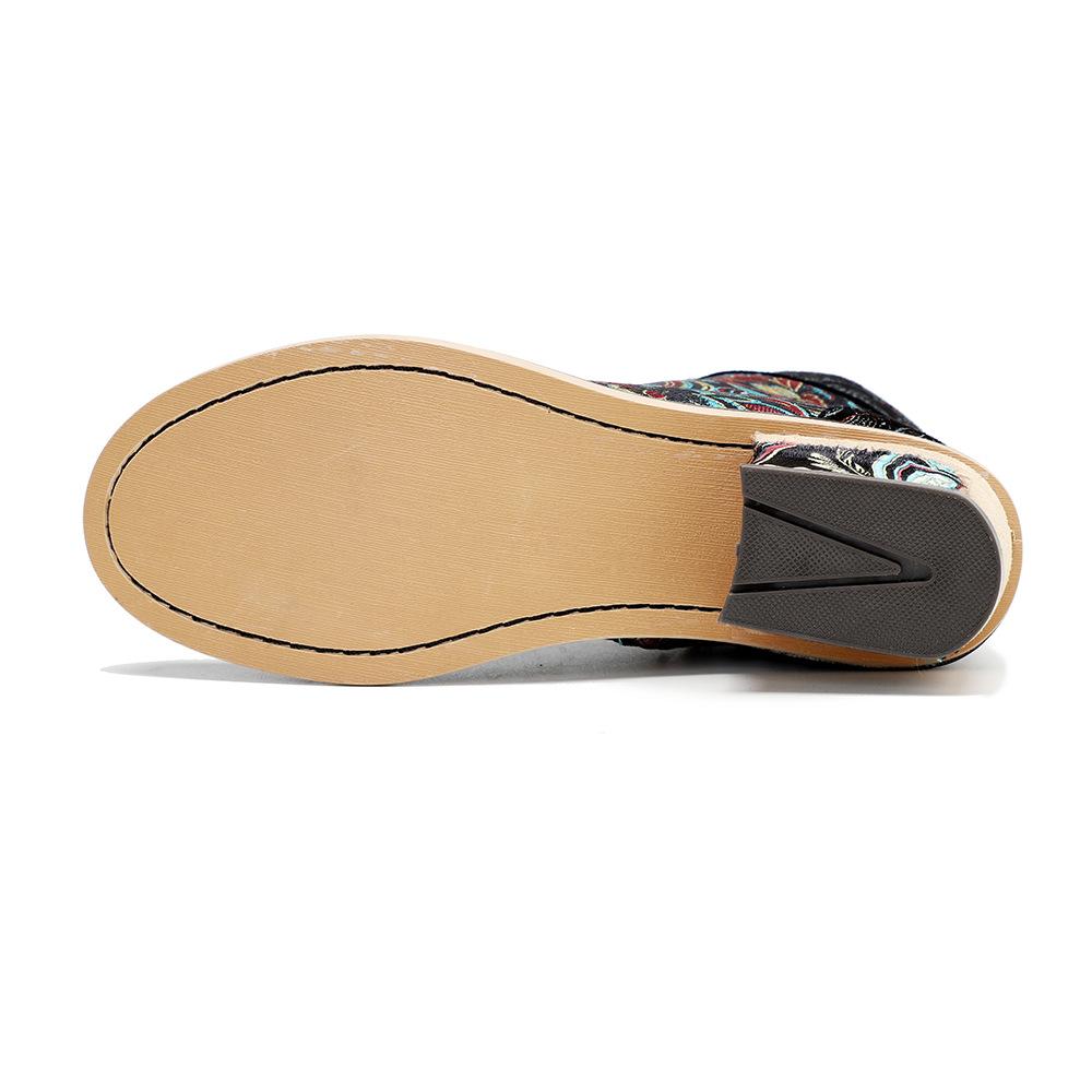 Johnature Удобные повседневные женские короткие сапоги в китайском стиле с принтом в стиле ретро и вышивкой