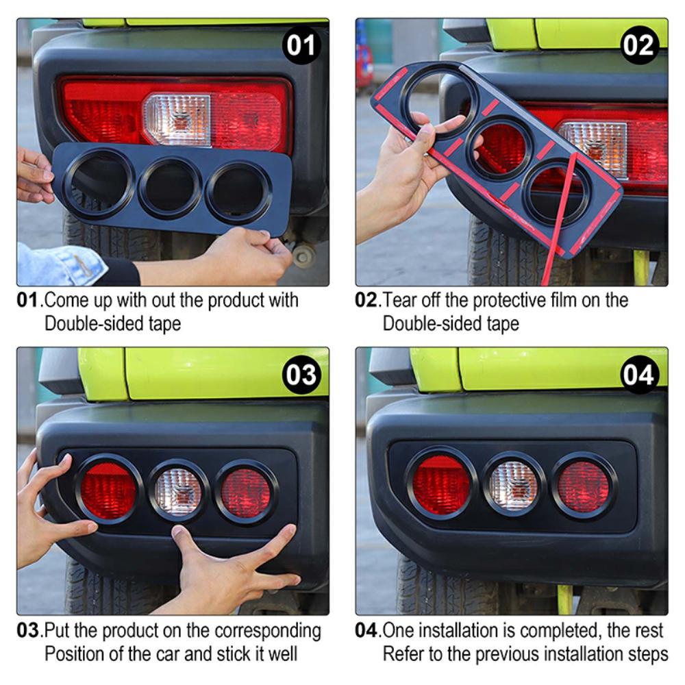 Car Tail Light Trim Decoration Cover for Suzuki Jimny 2019 2020 2021 2022 2023 Exterior Accessories, ABS Black