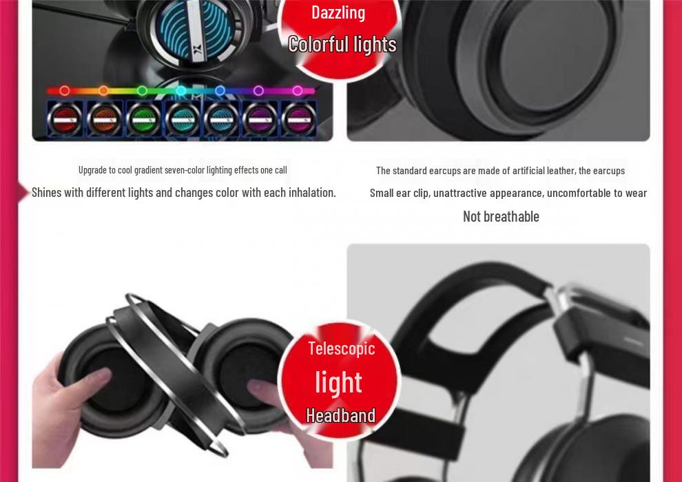 Wired Over-Ear Gaming & Esports Headset with Microphone for Desktop & Laptop