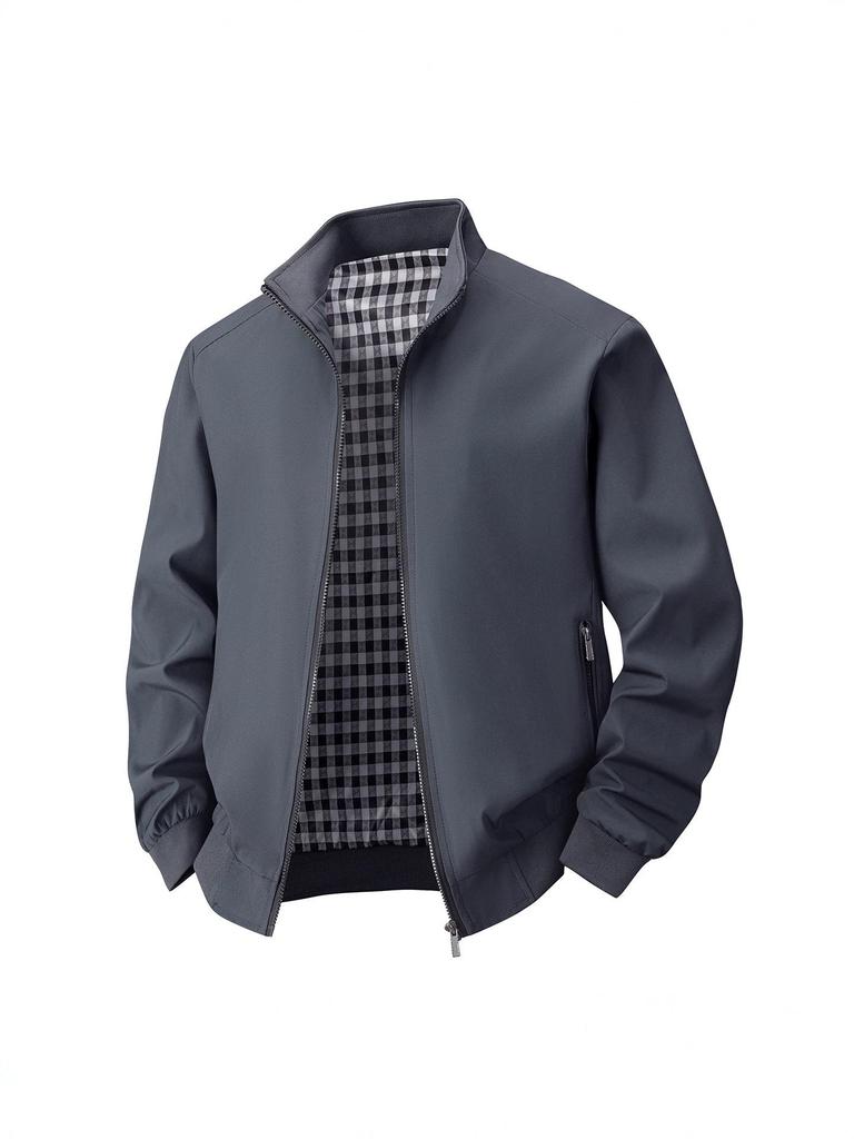 Универсальная мужская осенняя куртка с воротником-стойкой - Business Casual для среднего и пожилого возраста