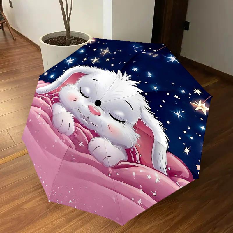 1PC Sleeping Bunny Umbrella-8-Rib Reinforced Portable Folding Travel Suitable for All Seasons Outdoor Daily Use -J0321