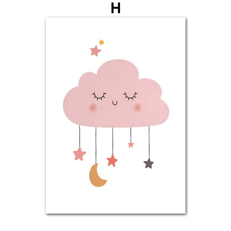 Картина на холсте Звезда Луна Радуга Облако Вдохновляющие Плакаты Печать Детские Скандинавские Детские Настенные Картины Декор Детской Комнаты Для Девочек