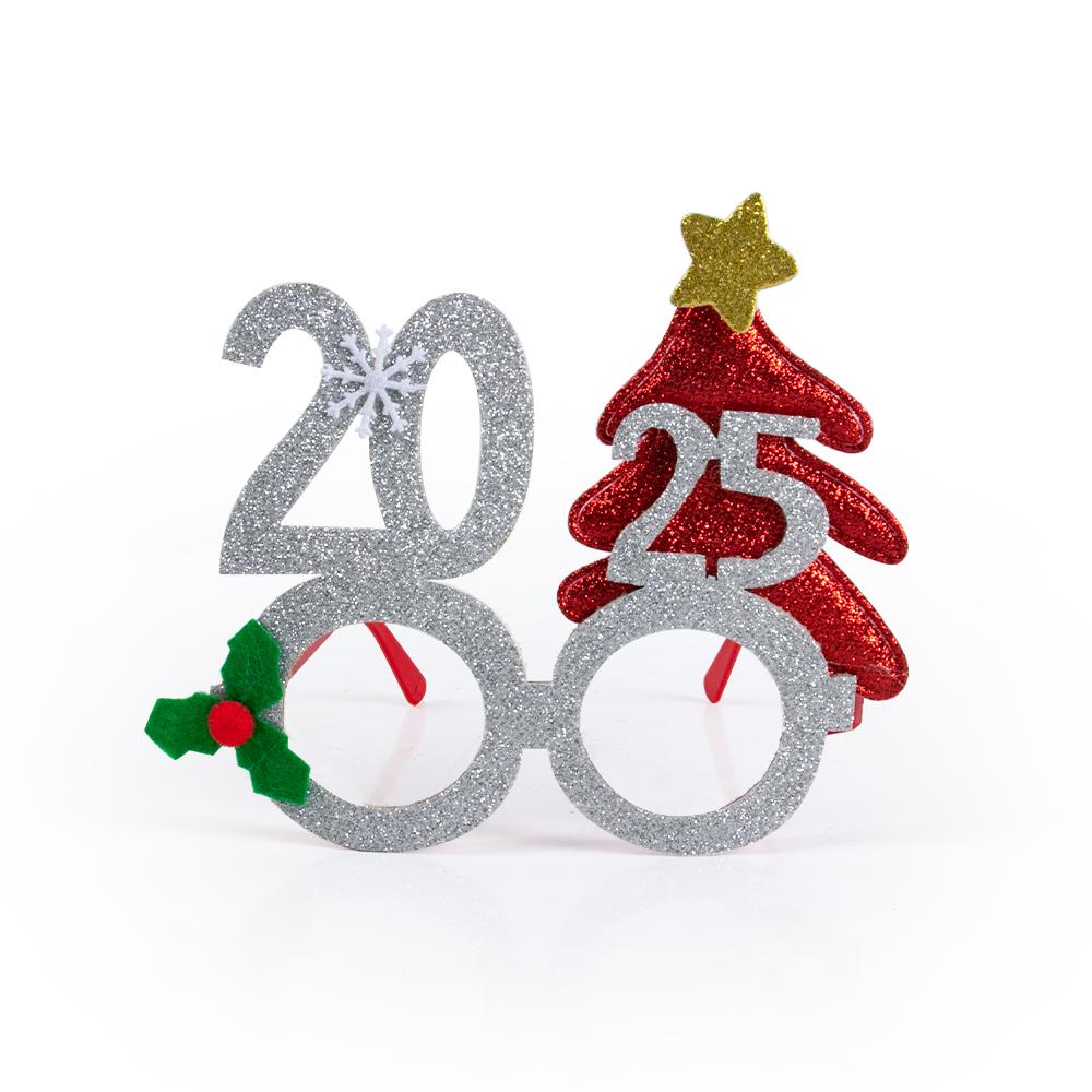 Блестящие очки с цифрами 2025 года, золотые, красные, зеленые, серебряные, очки для рождественской вечеринки, рождественские очки, очки для празднования Нового года, реквизит для фотосъемки