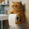Cat Toilet Paper Holder Wall-Mounted Toilet Roll Holder Bathroom Kitchen Loo Roll Organizer for Cat Lovers Housewarming Gift