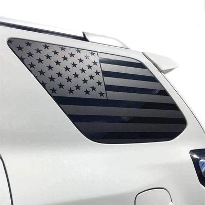 2x Наклейка-декаль на заднее боковое стекло с флагом США для Toyota 4Runner 2010-2022 Матовый черный