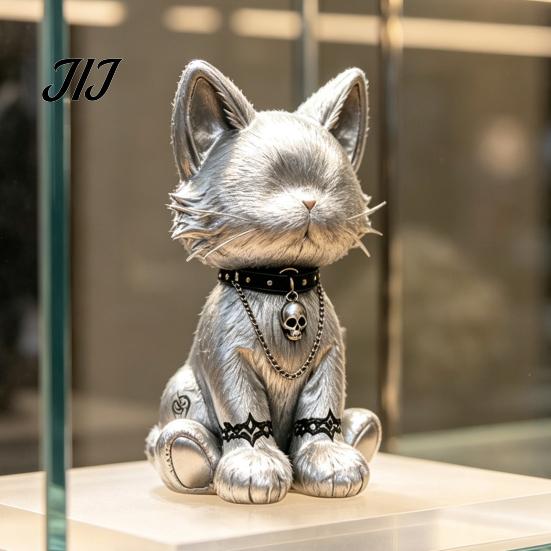 Cute Witchy Room Accents Gothic Animal Wooden Figurines, Pirate Style Cat Rabbit 2D Flat Desktop Fashionable Birthday Gifts Ornaments, Statues