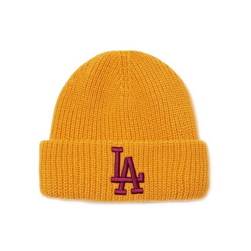 MLB Letter Logo Knitted Acrylic Wool Hat Unisex Couple Style Orange 3ABNM0716-07MSS