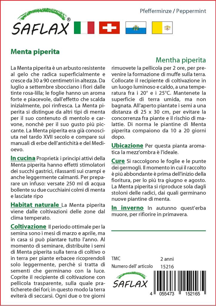 SAFLAX Garden in the Bag - Мята перечная - 300 семян - С субстратом в удобном стоячем пакете - Mentha piperita