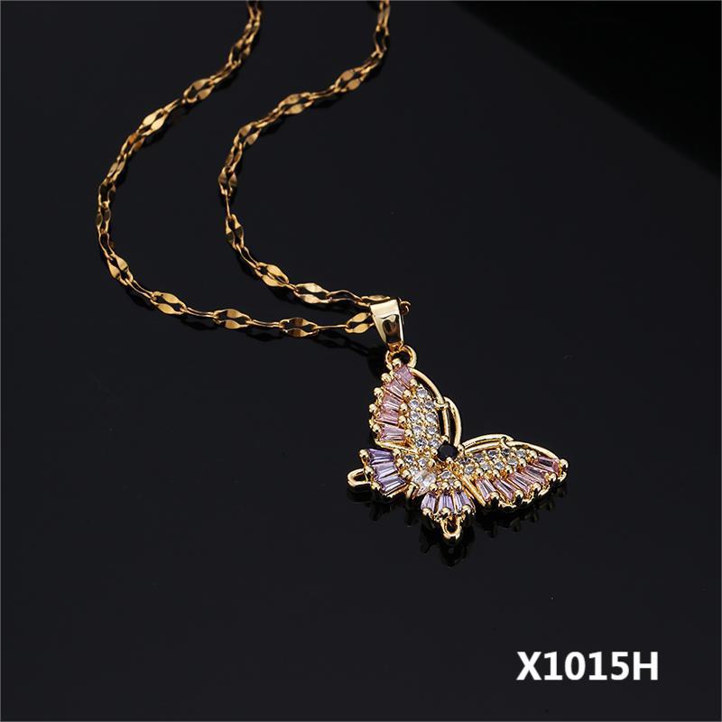 New Niche Design Retro Butterfly Micro-Inlaid Zircon Pendant Necklace Women'S Fashion Collarbone Chain