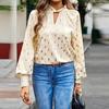 Women's Loose Hollow Out Blouse Long Sleeve O Neck Top Autumn Winter Printed Commuter Casual Tops