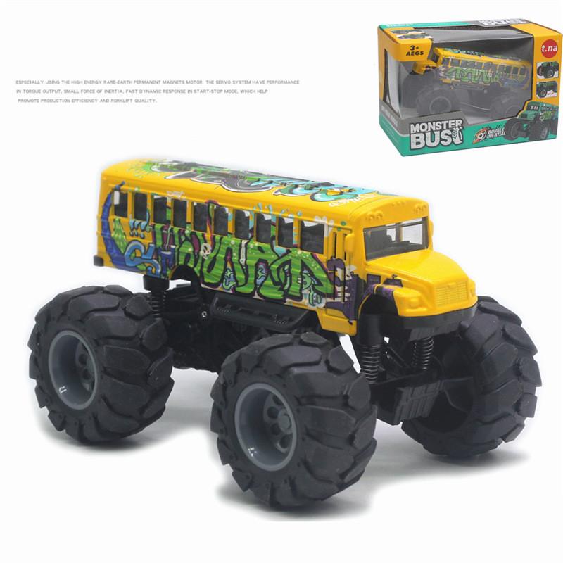 1/43 Школьный автобус Monster Trucks Литые игрушки Модели автомобилей Металлические игровые транспортные средства с откатным механизмом для детей 3, 4, 5, 6 лет, мальчиков и девочек, малышей