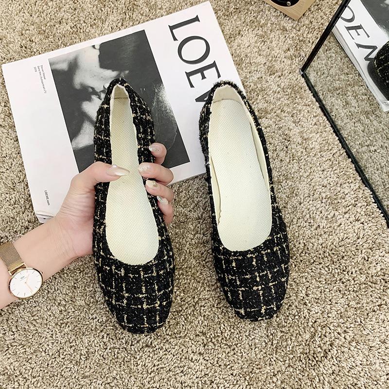 Для женщин и девочек однотонные удобные повседневные туфли без шнуровки большого размера на плоской подошве в клетку в клетку