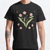 Men Fashion Casual Short Sleeves Floral Black Tees Oversized T-shirts