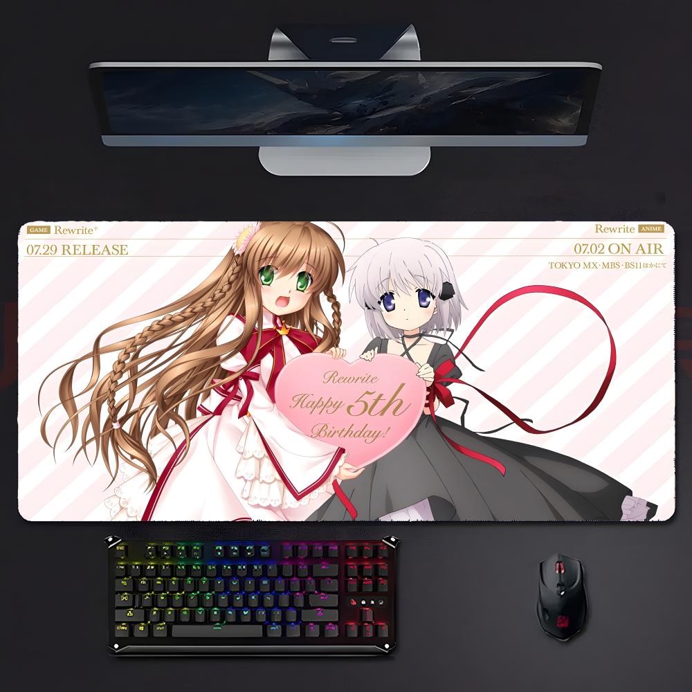Warm Emotional Anime Rrewrite Mouse Pad Large Gaming Mousepad With Stitched Edges Thickened Desk Mat Pc