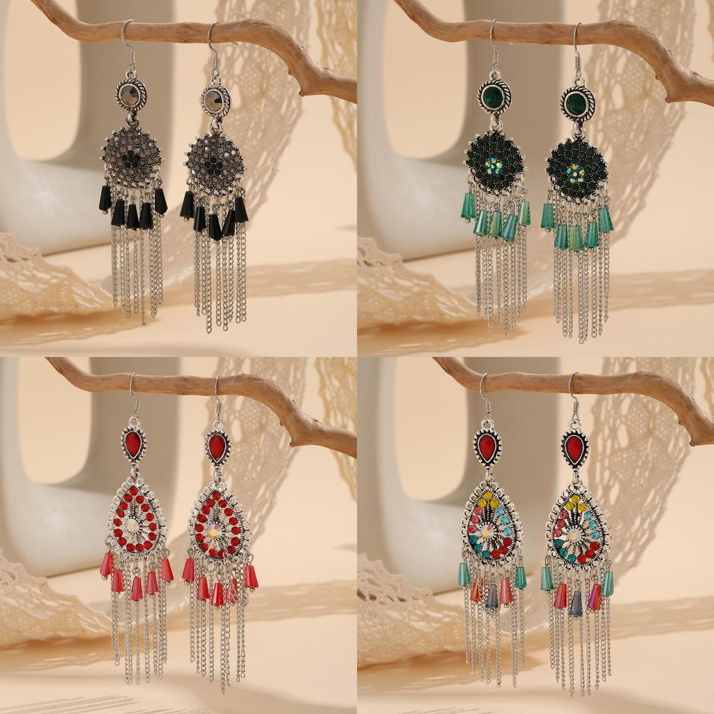 Vintage Ethnic Style Drop Earrings With Tassels For Womens Boho Festival Jewelry