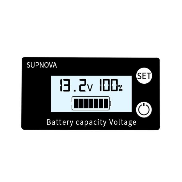 SUPNOVA DC 8-100 В Индикатор емкости аккумулятора Вольтметр Датчик напряжения, стиль: Белый + Будильник + Температура