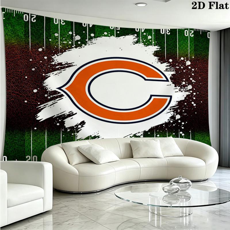 Chicago Bears Wall Tapestry Aesthetic Wall Hanging Printed Fabric Blanket Decorative Tapestries for Bedroom Living Room Home Decor