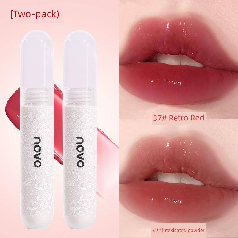 Novo Water Light Mirror Lip Lacquer Moisturizing Longlasting Lip Gloss Pure Desire Fake Plain Makeup Nude Lipstick Female Glass Lip