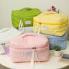 2Pcs Makeup Bag Portable Cotton Cosmetic Bag with Zipper Closure Large Capacity Women Travel Toiletry Bag