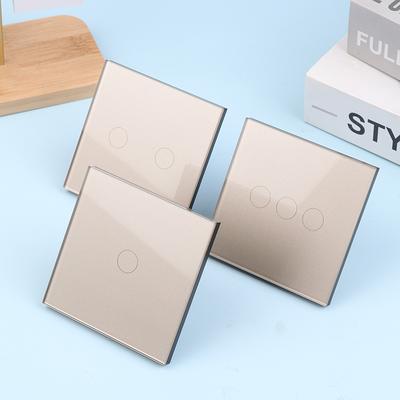 1/2/3-клавишный сенсорный выключатель, однополюсный, с USB Type-C, настенные розетки, выключатель света с розетками, стеклянная панель, золотой