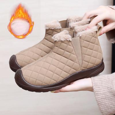 Женские большие размеры мягкая подошва осень и зима теплый мех один снежные ботинки подкладка с утеплителем нескользящие походные повседневные спортивные хлопковые ботинки