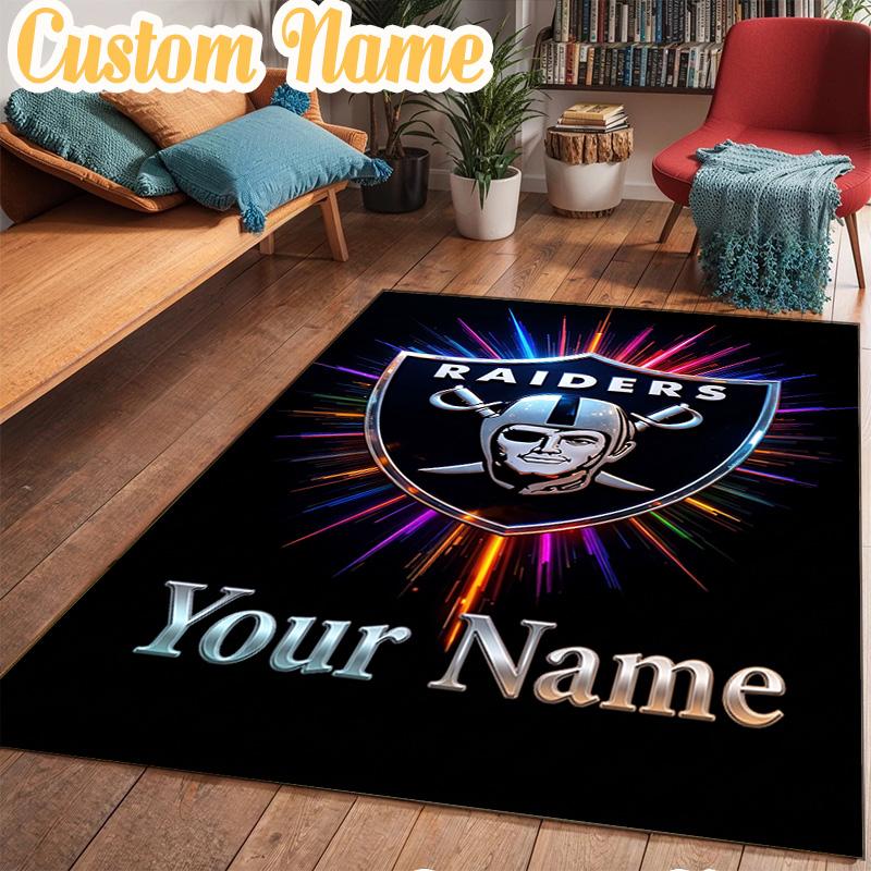 Custom Name Raiders Team Logo Design Rug Office Rug Chair Mat Non Slip Carpet Rugs for Bedrooms Dining Room Living Room Home Decor gifts