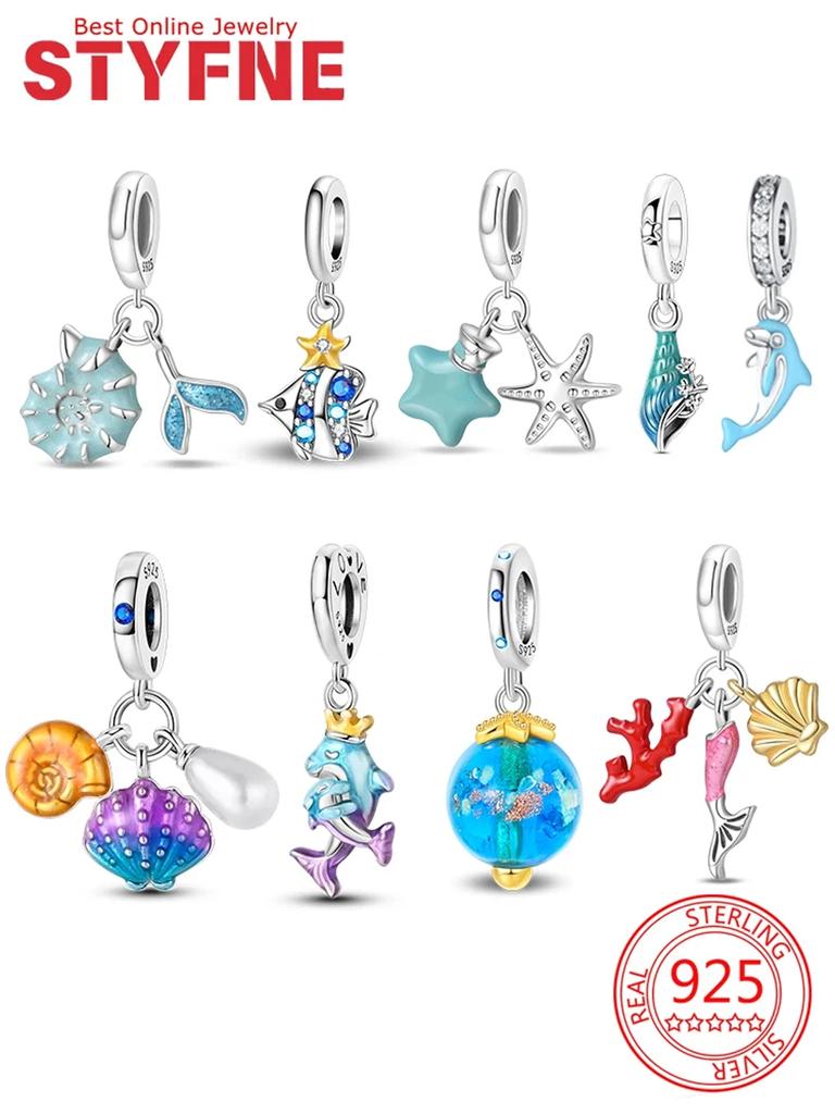 Elegant Copper Charms Sea Shell Starfish Dolphin Beads Fit Bracelet Necklace Bead Jewelry Making Fine Jewelry Gift