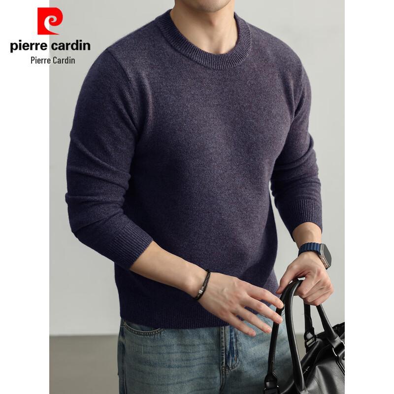 Pierre Cardin Men's Cashmere-Blend Thickened Crew Neck Sweater