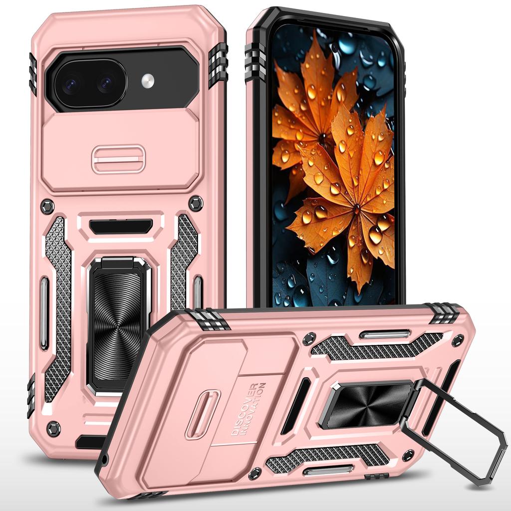 For Google Pixel 9a Case Kickstand Slide Lens Lid PC+TPU Drop