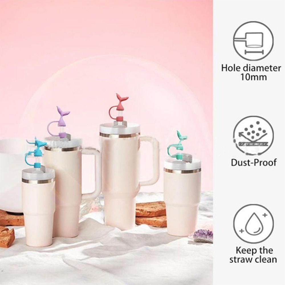 Красота рыбий хвост силиконовая соломенная крышка чехлы для соломенных кончиков для чашки Стэнли/стакана для декора вечеринки