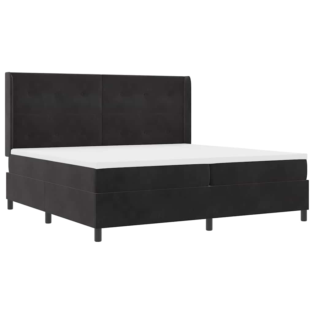 LED Box Spring Bed with Mattress Black 200 x 200 cm Velvet