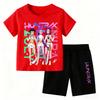 2025 New Children's Korean Wave Print Fashion Casual Movie Cartoon Boys Girls Short-sleeved Set