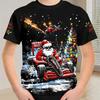 Children's Santa Claus Printed New Year T-Shirts Boys Comfortable Fashion Top Short Sleeve