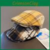Clashing Grid Color Classic Wool Felt Newsboy Hat Color Blocking Fall Winter Use