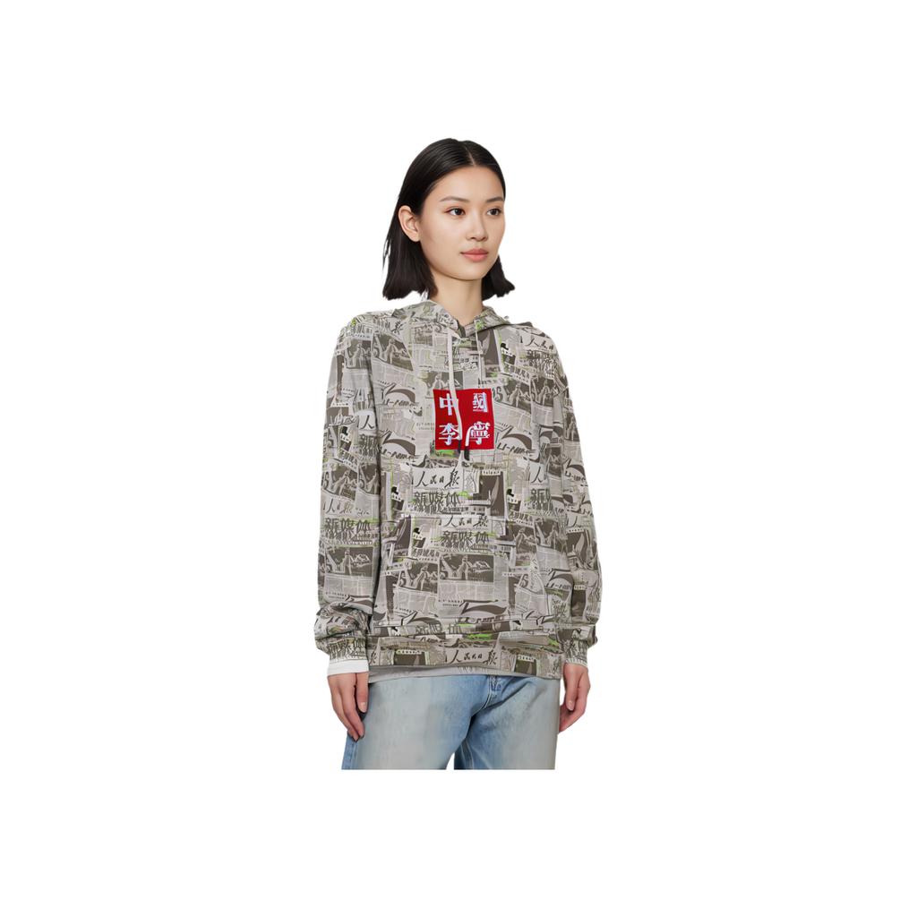 Li Ning X Peoples Daily New Media Collaboration Пары Пуловеры с капюшоном Унисекс толстовки Многоцветный AWDP965-1