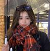 Red plaid Christmas scarf women's winter Korean version of high-end versatile scarf student couple thickened warm shawl
