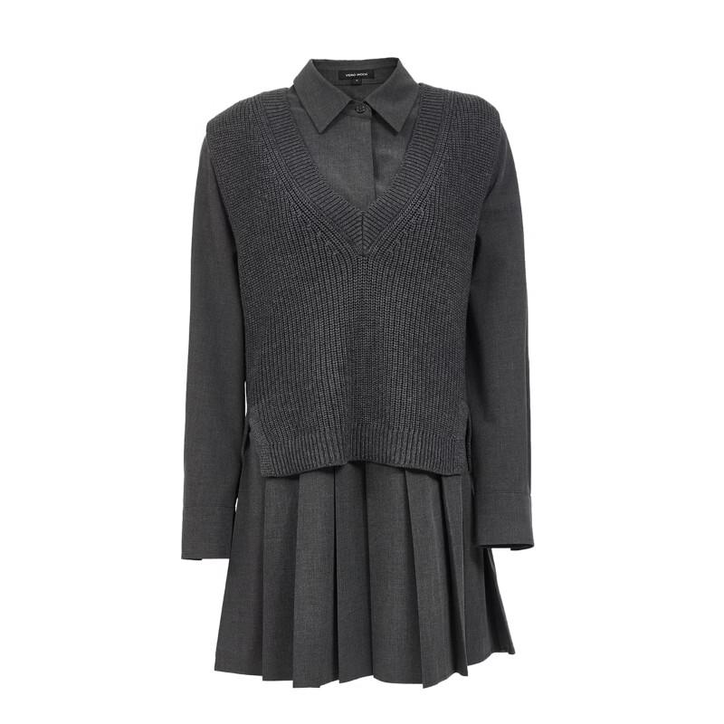 VEROMODA Women's Wool-Blend Pleated Shirt Dress