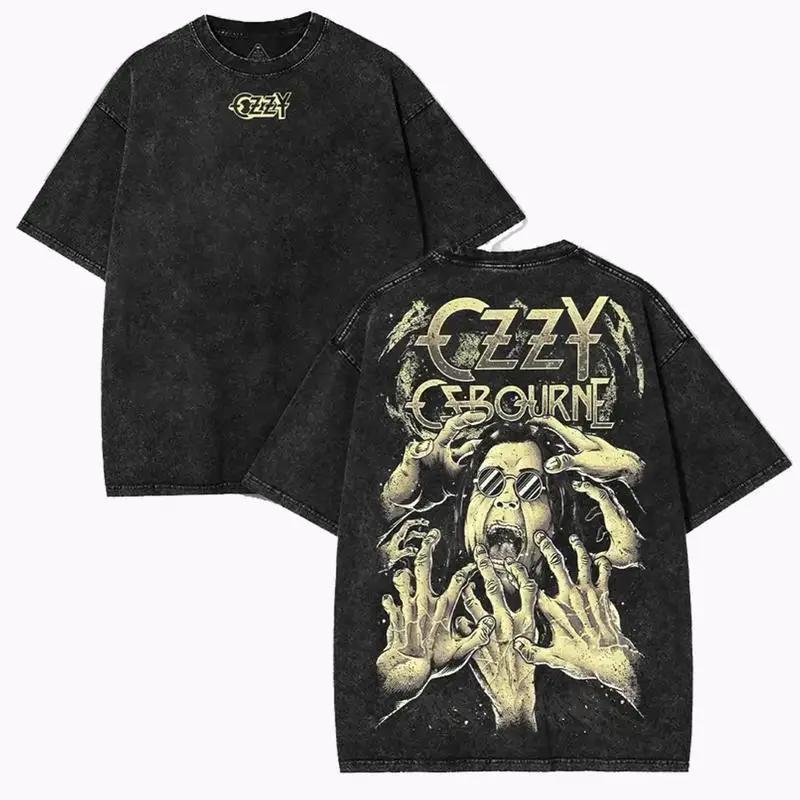 Футболка Ozzy Osbourne Rock Legend, Двусторонняя графическая печать, Винтажная футболка, Стиранный оверсайз, Плотный хлопок, Ретро 90-х, Рок-группа