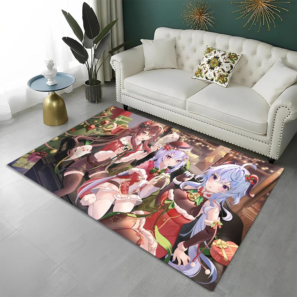 Game Genshin Impact Gamer Cartoon Carpet Rug for Home Living Room Bedroom Sofa Doormat Decor,Child Area Rug Non-slip Floor Mat