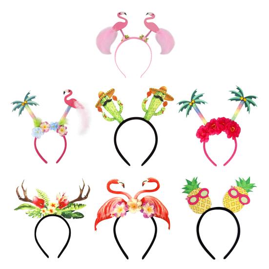 Повязка на голову для гавайской вечеринки, фетровые головные уборы Луау, пальма, фламинго, ананас, повязки на голову для летней пляжной тематической вечеринки, сувениры
