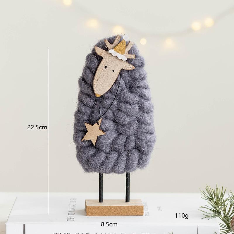 Wool Felt Nordic Ornaments Wood Christmas Tree Elk Old Man Snowman Sheep Felt Ornaments Xmas Decorations For Home Doll Decor