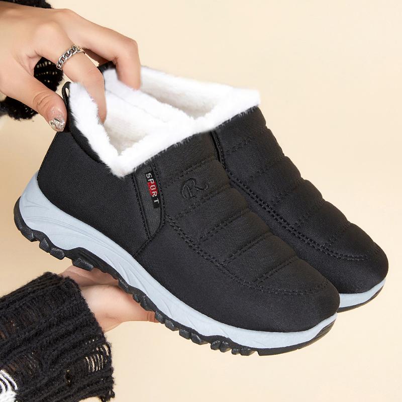 Winter Non-Slip Thicked Plush Snow Boots Men Waterproof Non-Slip Warm Cotton-Padded Shoes Male Solid Color Keep Warm Ankle Boots