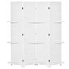 Indoor Wooden Room Divider 4 Panels 160 x 170 cm, Foldable Room Separator with 3 Shelves, Partition Screen for Living Room, Bedroom, Home, White