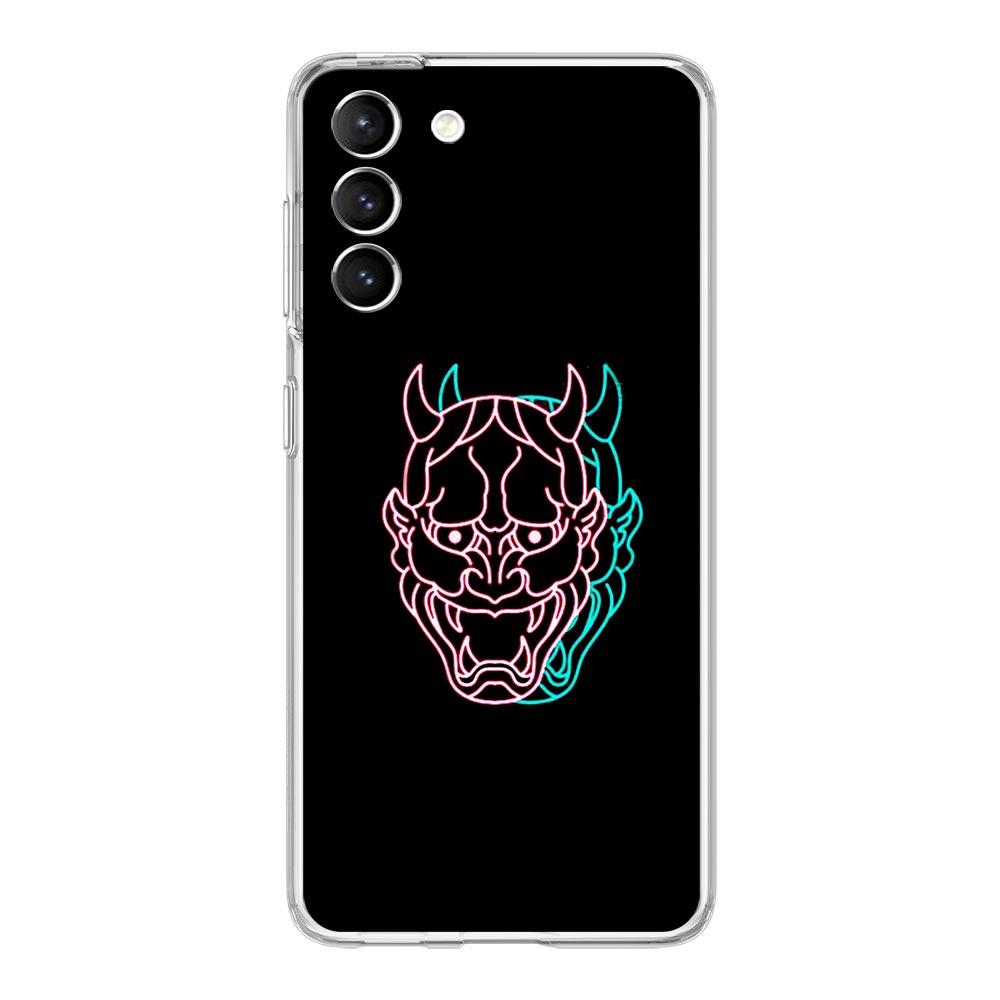 Чехол для телефона Samurai Oni Mask neon для Samsung Galaxy S22 S21 S20 FE Ultra 5G S10 S10E S9 S8 Plus Note 10 20 прозрачный силиконовый чехол