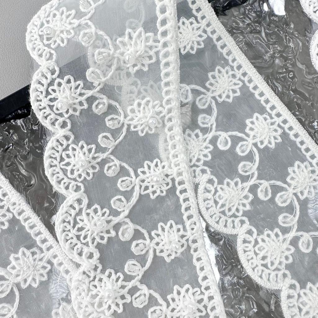 White Handmade Beads Wavy Barcode Clothing Cuffs Skirt Window Accessories Hair Accessories Lace Accessories