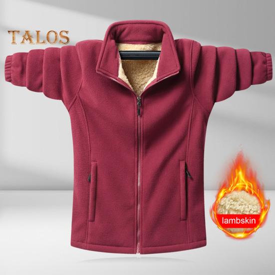 Мужской кардиган, куртка с лацканами, длинный рукав, флисовое однотонное пальто с карманами, застежка-молния, осенне-зимняя утепленная верхняя одежда