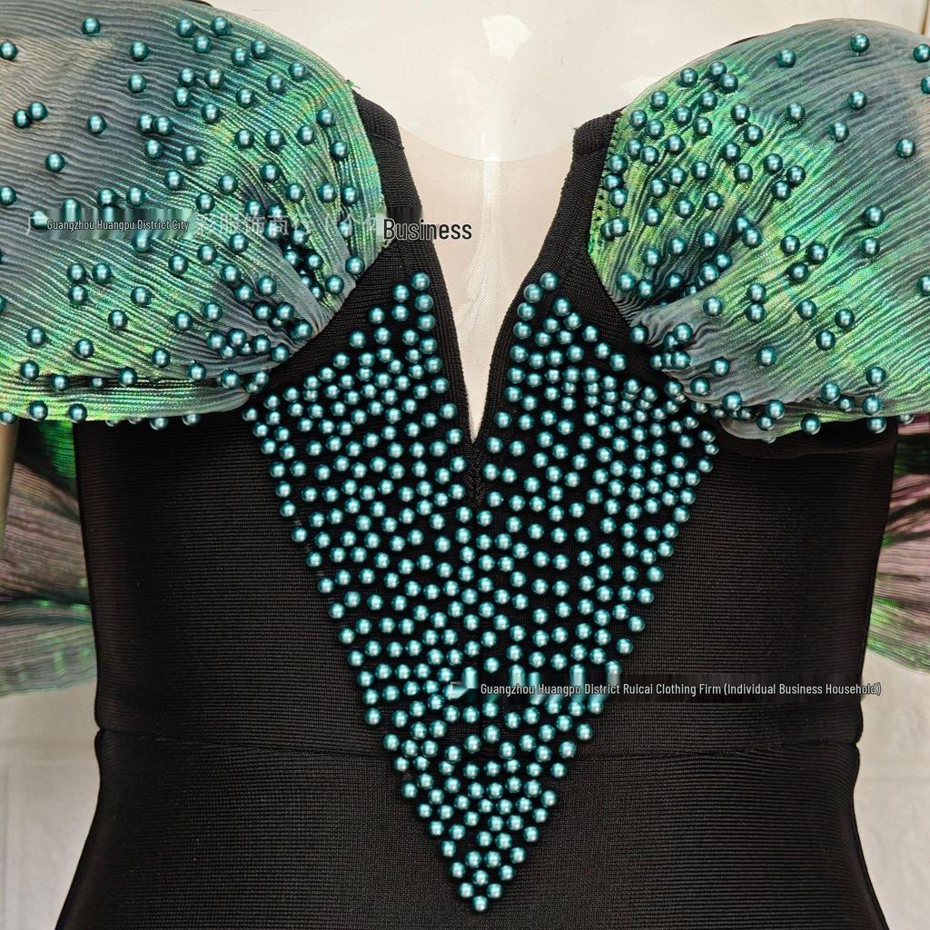 2025 Элегантное французское вечернее платье с бисером и жемчугом на бретелях-бинтах