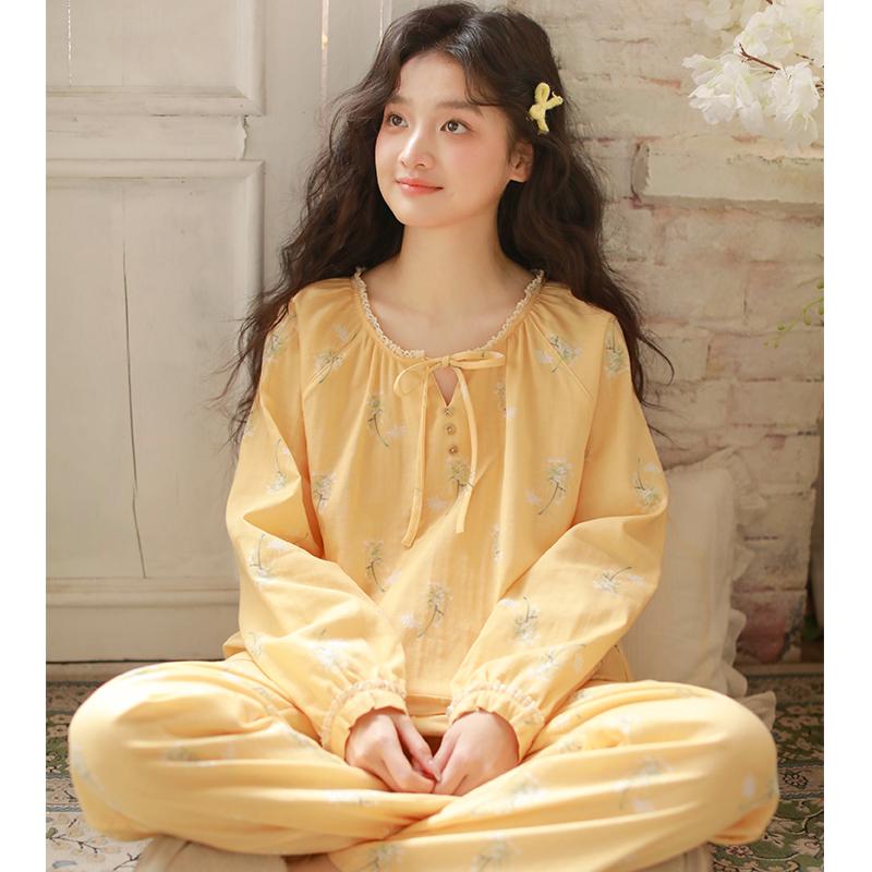 Dandelion round neck long-sleeved women's home suit set